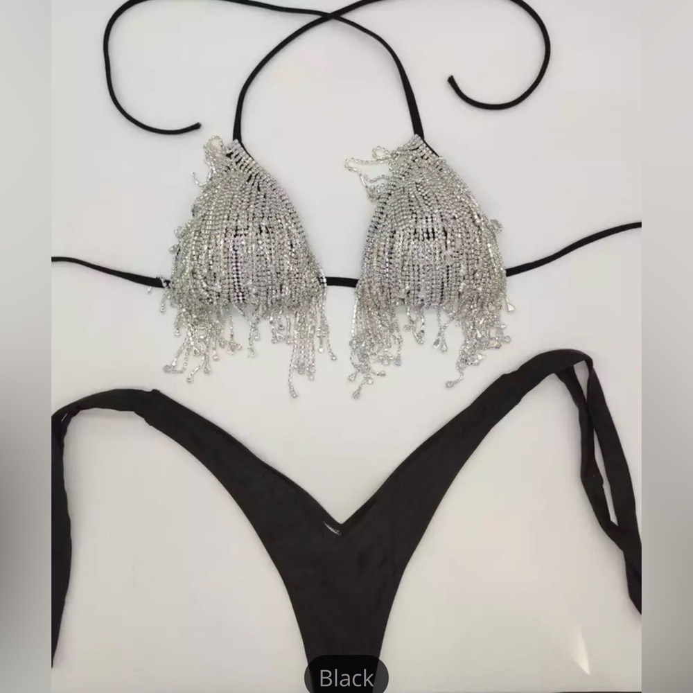 Two piece rhinestone bathing suit